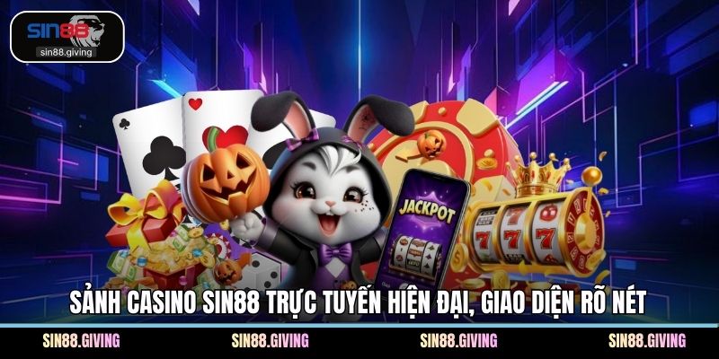 Sảnh casino SIN88 trực tuyến hiện đại, giao diện rõ nét
